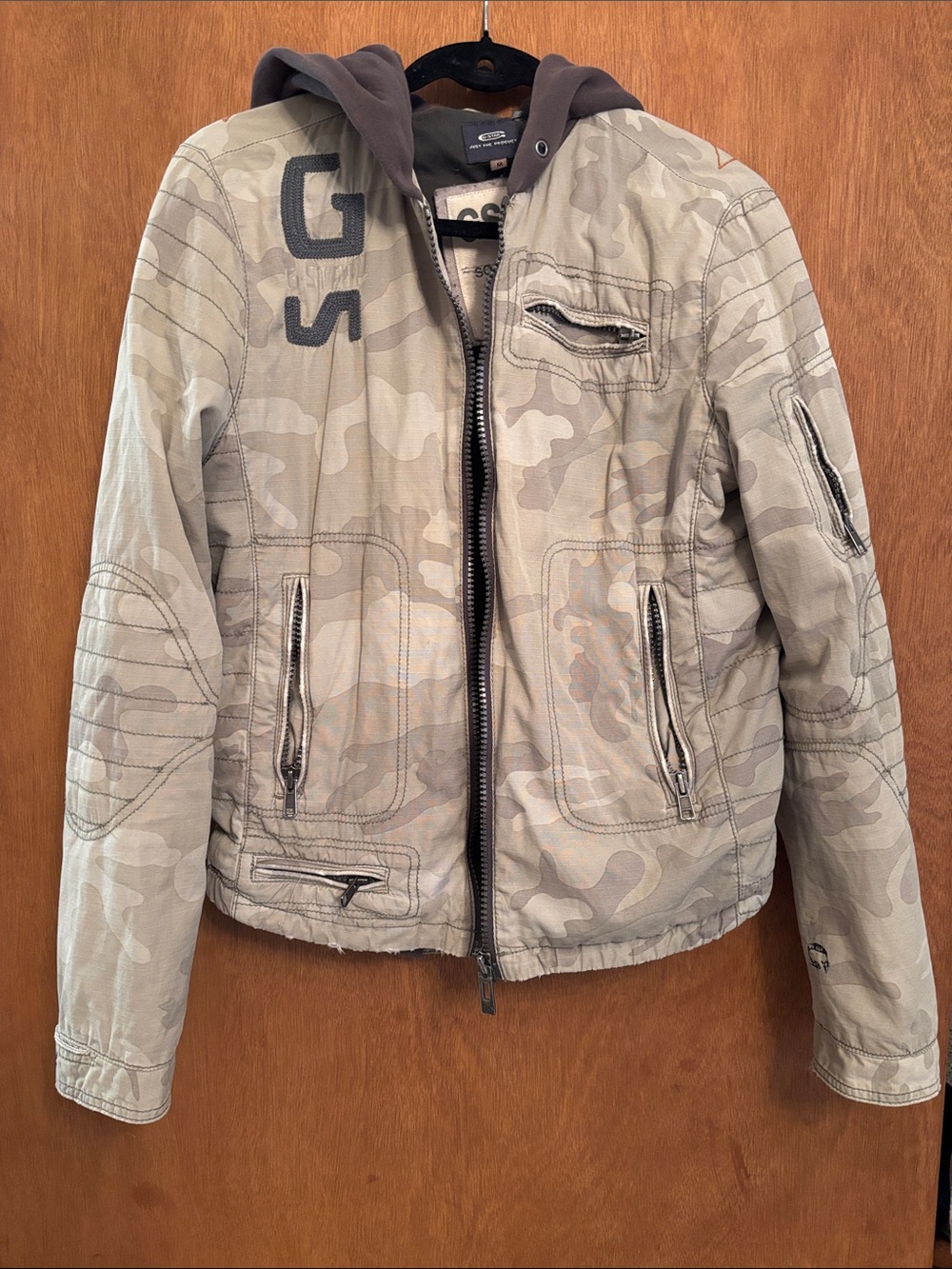G-Star Raw Men's Light Green Camo Bomber Jacket with Hood (vintage- 2006!)